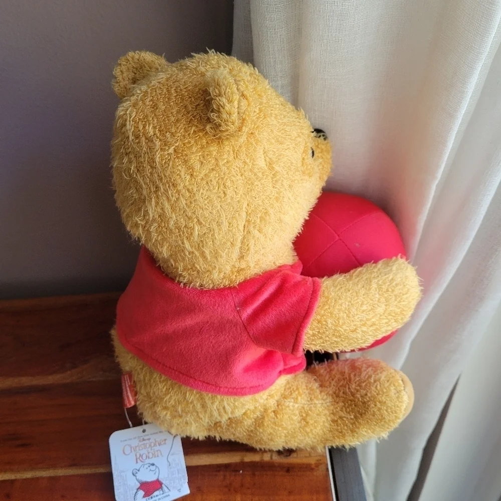 Adorable! Disney Winnie-The-Pooh Bear Plush Toy Holding a Red Ball 10.5